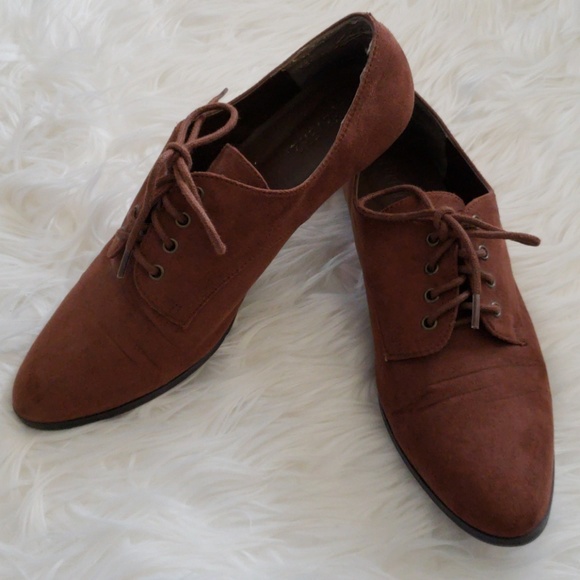 faux suede oxfords